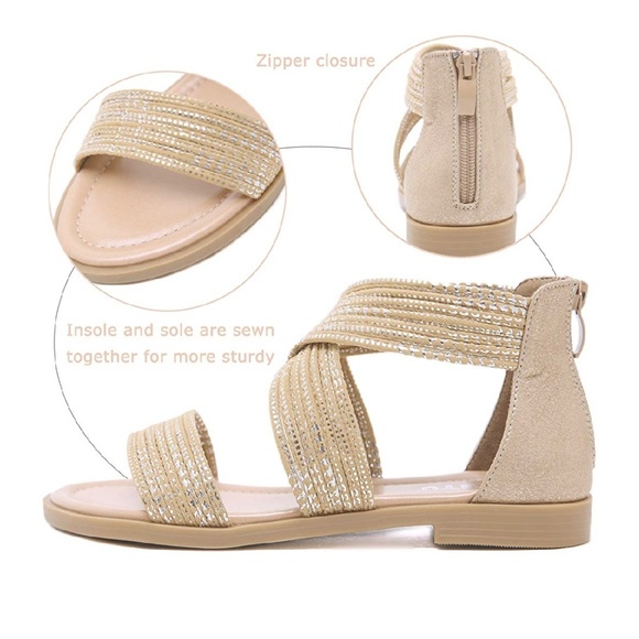 Strappy Open Toe Sandals Retro Style VSCO - Picture 5 of 8